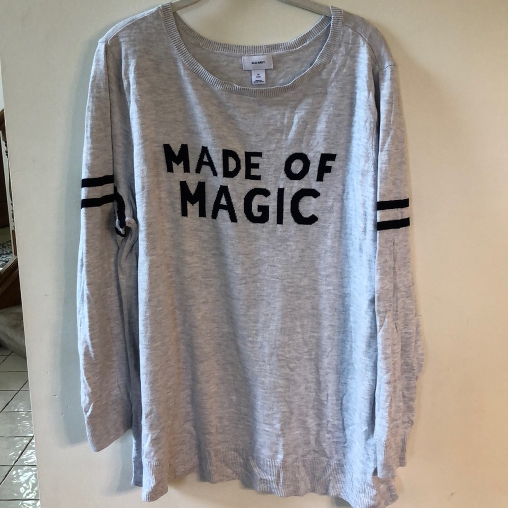 Old Navy Made of Magic Gray Varsity Stripe Lightweight Sweater Top 2X